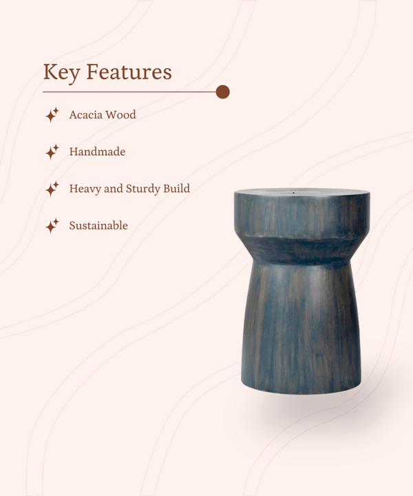 Sowpeace Modern Acacia Wood Stool Accent — image 2