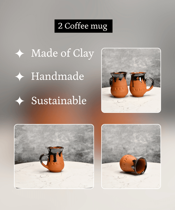 Sowpeace Mug in Coffee (Set of 2) | Handcrafted Terracotta Coffee & Tea Mugs for Gifting & Daily Use — image 4