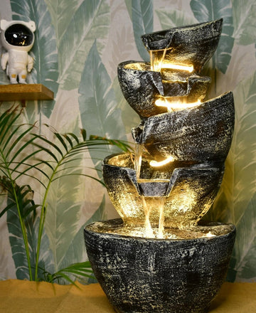 Sowpeace Multi-Bowl Stone Water Fountain – Cascading Waterfall Feature for Elegant Home Decor & Gifts — alternate view