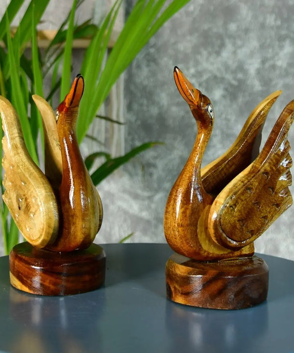 Sowpeace Pair of Wooden handcarved swan Artisan Home Decor — image 6