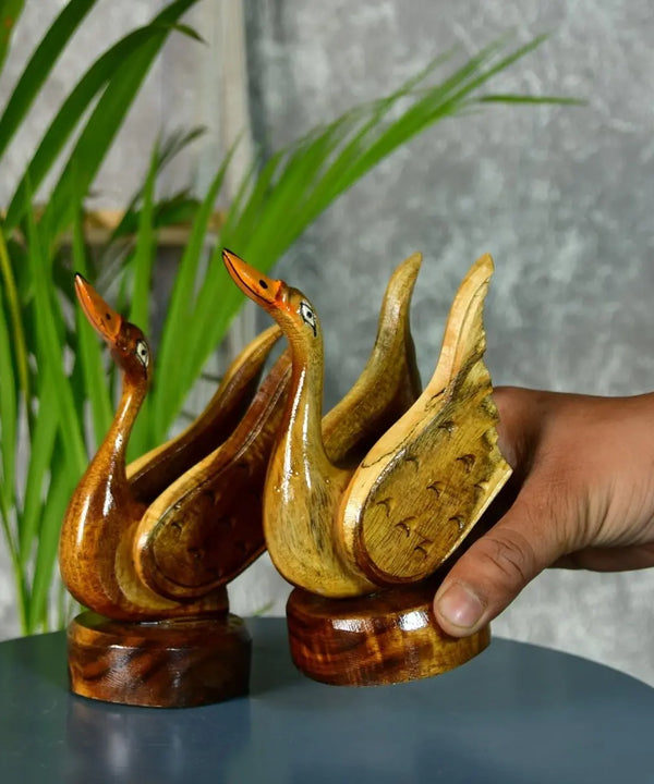 Sowpeace Pair of Wooden handcarved swan Artisan Home Decor — image 5