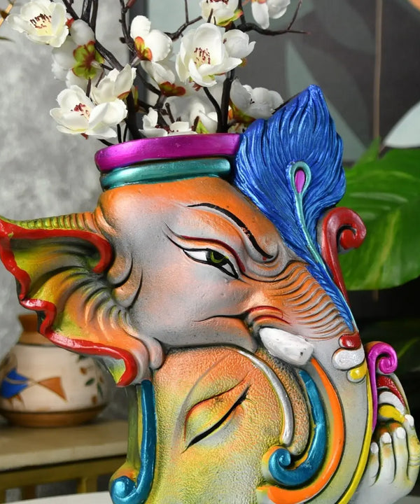 Sowpeace Premium Terracotta Abstract Flower Vase with Bright Colors — main view