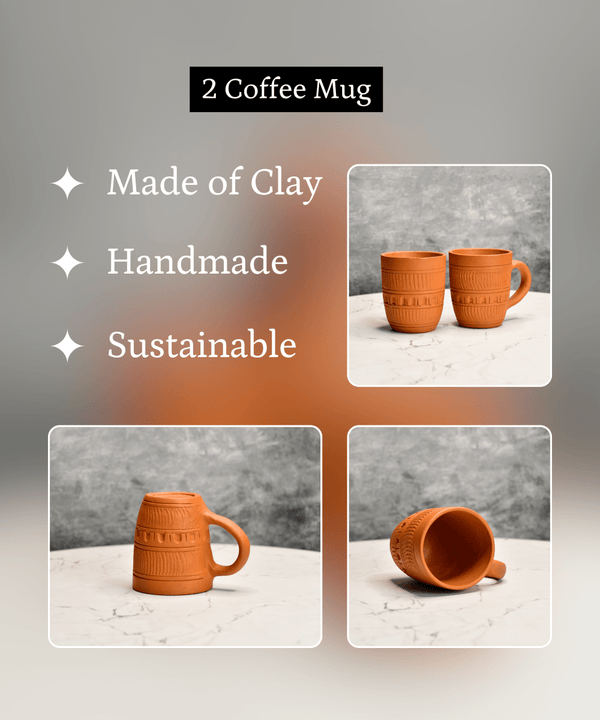 Sowpeace Premium Unglazed Terracotta Drink Mugs (Set of 2) | Handcrafted Rustic Brown Coffee & Tea Cups for Gifting & Daily Use — image 4