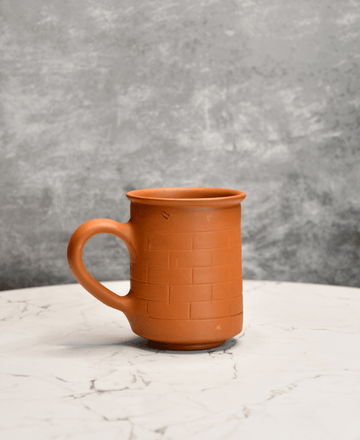 Sowpeace Premium Unglazed Terracotta Imprinted Drink Mugs (Set of 2) | Handcrafted Rustic Brown Coffee & Tea Cups for Gifting & Daily Use — alternate view