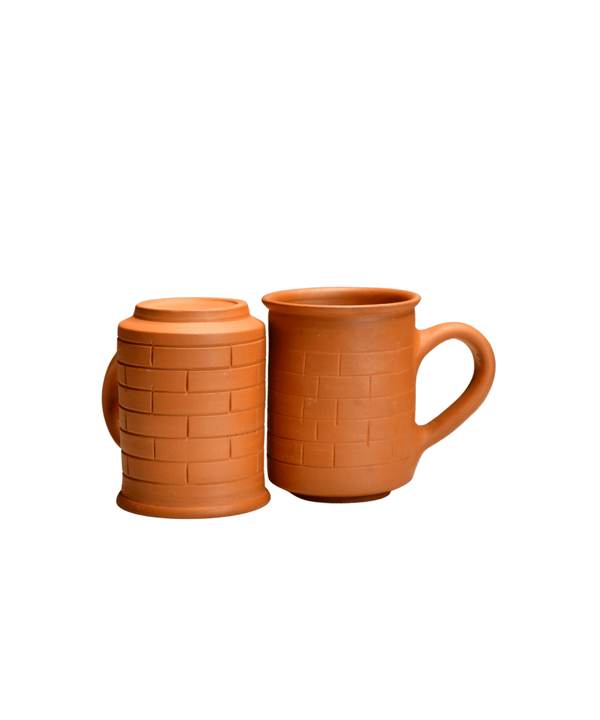 Sowpeace Premium Unglazed Terracotta Imprinted Drink Mugs (Set of 2) | Handcrafted Rustic Brown Coffee & Tea Cups for Gifting & Daily Use — image 8