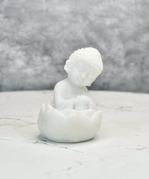 Sowpeace Resting Baby Monk | Elegant White Resin Spiritual Figurine for Peaceful Home Décor & Gifting — image 6