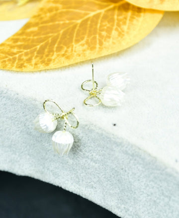 Sowpeace Ribbon Flower Gold Stainless Steel Earrings | Elegant One‑Size Lightweight Jewelry for Women & Daily Wear — alternate view