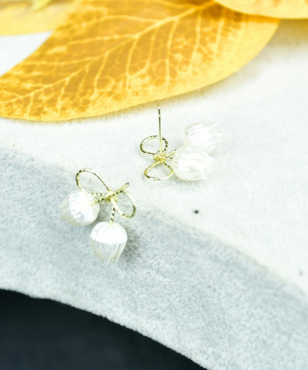 Sowpeace Ribbon Flower Gold Stainless Steel Earrings | Elegant One‑Size Lightweight Jewelry for Women & Daily Wear — image 2