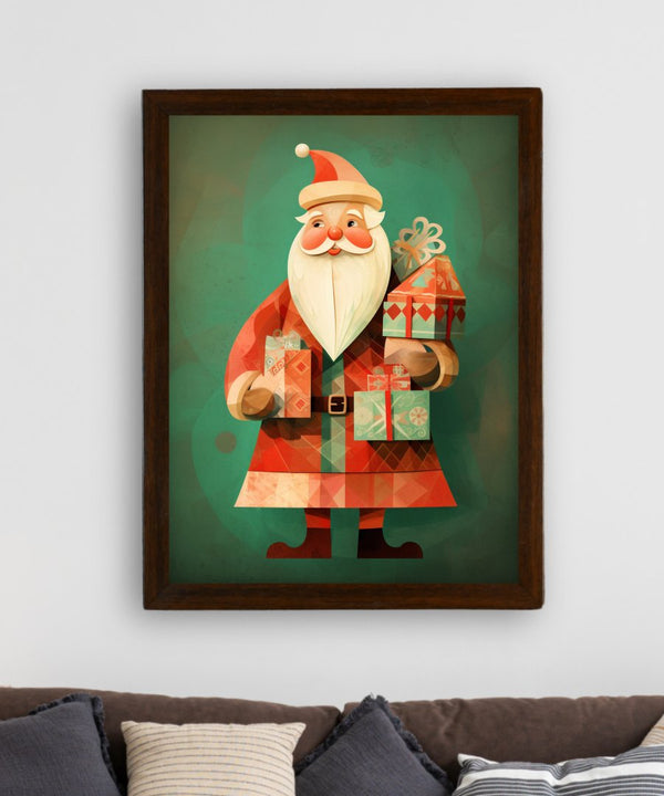 Sowpeace Santa: Premium Ho-Ho-Holiday Bliss Canvas – Handcrafted Indian-Inspired Wall Art for Festive Home Decoration — image 3