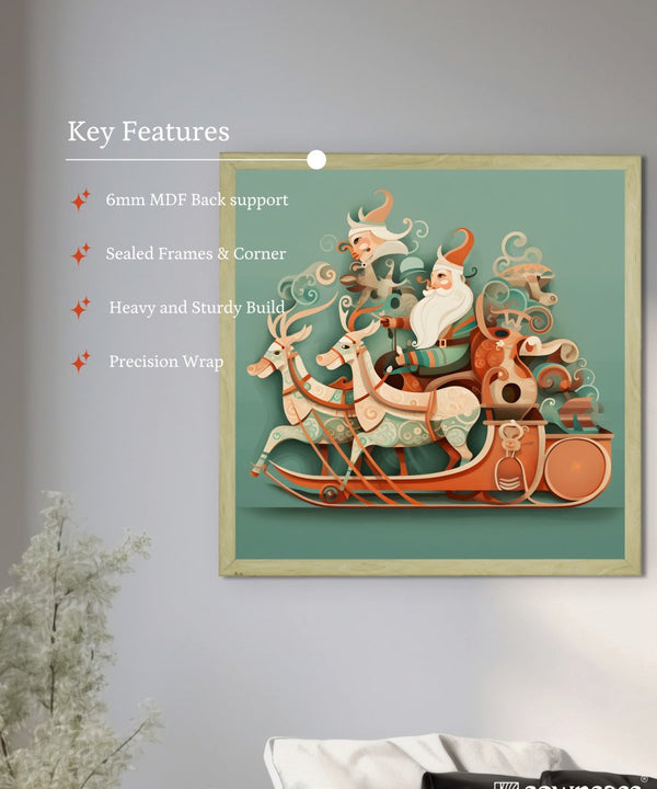 Sowpeace: Santa & Reindeer – Premium Wall Art Wonderland – Handcrafted Indian-Inspired Prints for Stylish Holiday Decor — image 6