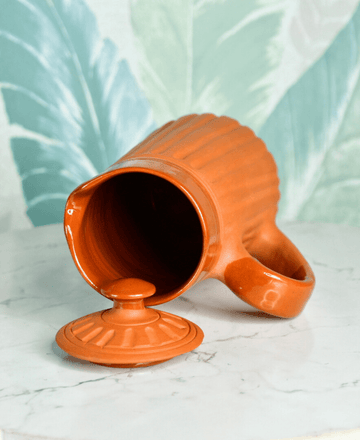 Sowpeace Small Terracotta Ceramic Pitcher with Lid – Handcrafted Mini Water Jug for Rustic Kitchen & Table Décor – 1000ml — alternate view