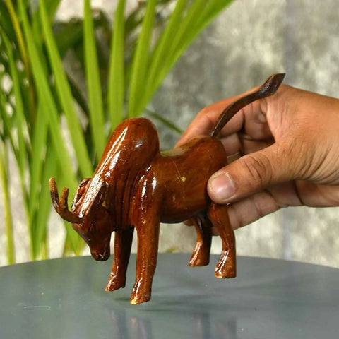 Sowpeace Small Wooden Ox: Artisan Home Decor