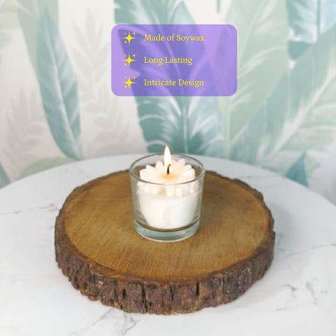 Sowpeace Soywax Flower Candle Set of 2 in Glass – Hand-Poured, Vegan, Unscented Decorative Gift
