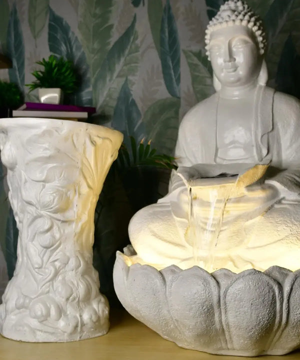 Sowpeace White Buddha Water Fountain – Elegant Buddha Sitting Waterfall for Tranquil Home Decor & Gifts — image 5