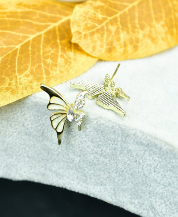 Sowpeace White Gold Stainless Steel Butterfly Earrings | Elegant One‑Size Lightweight Jewelry for Women & Daily Wear — alternate view
