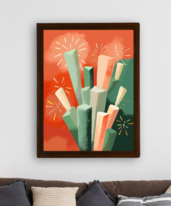 Sowpeace: Winter Sticks – Handcrafted Abstract Nature Canvas Art – Premium Indian-Inspired Winter Wall Decor — image 3