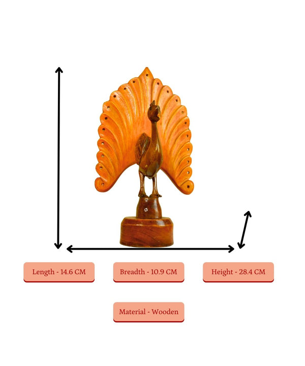 Sowpeace Wooden Peacock: Artisan Bicolor Tabletop Decor — image 4
