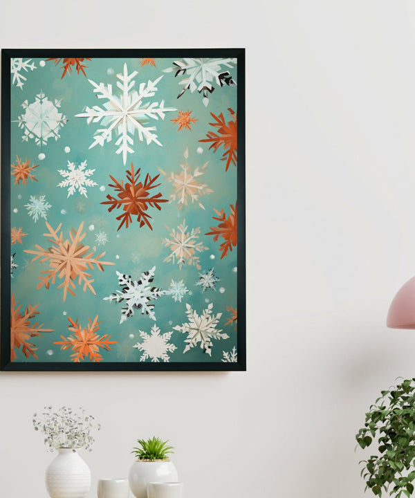 Sowpeace's Silent Snowfall: Premium Abstract Wall Prints – Handcrafted Indian-Inspired Art for Peaceful and Elegant Winter Decor — image 2