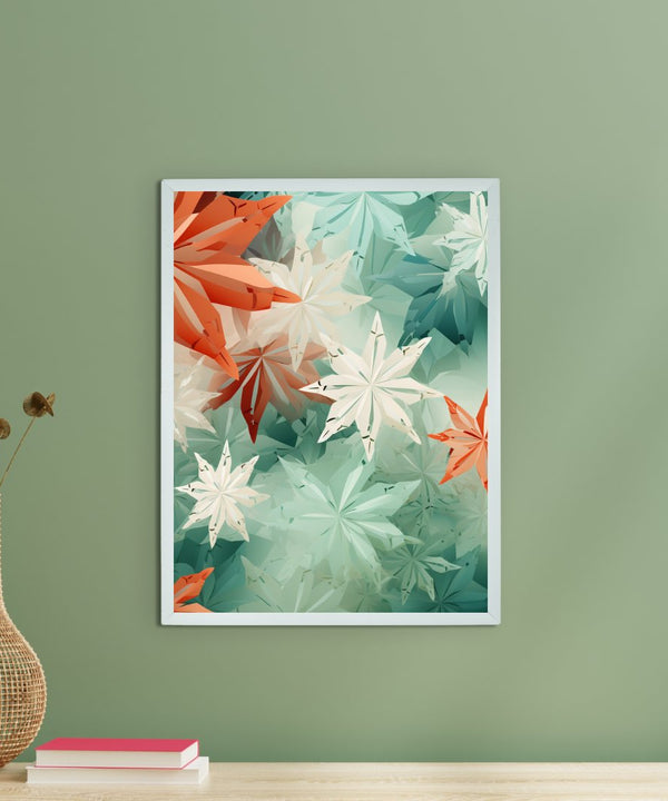 Frozen Fractals: Sowpeace's Premium Dense Winter Canvas Art – Handcrafted Indian-Inspired Prints for Elegant Winter Home Decoration — main view