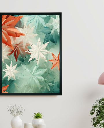 Frozen Fractals: Sowpeace's Premium Dense Winter Canvas Art – Handcrafted Indian-Inspired Prints for Elegant Winter Home Decoration — alternate view