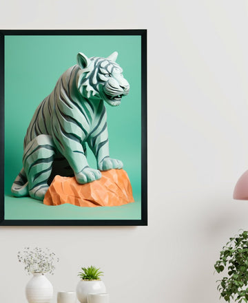 Frozen Form: Premium Abstract Tiger Canvas Wall Prints by Sowpeace – Handcrafted Indian-Inspired Art for Unique Winter Decor — alternate view