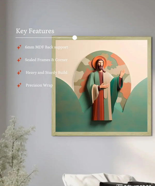 Words of Hope: Sowpeace's Premium Jesus Wall Art Canvas – Handcrafted Indian-Inspired Art for Stylish and Faithful Home Decor — image 6
