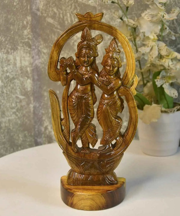 Wooden Radhe Krishna: Artisan Tabletop Decor — image 3