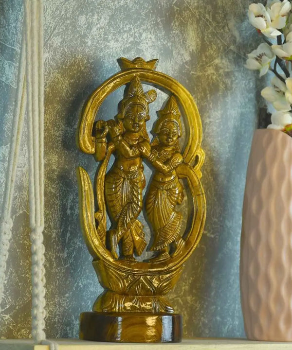 Wooden Radhe Krishna: Artisan Tabletop Decor — image 5