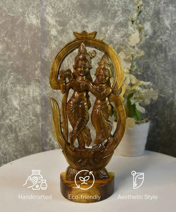 Wooden Radhe Krishna: Artisan Tabletop Decor — image 10
