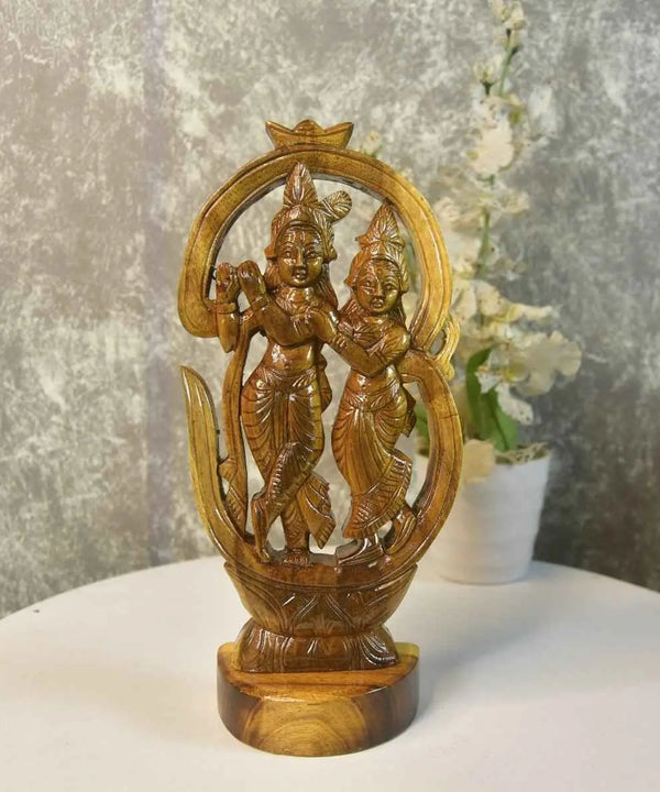 Wooden Radhe Krishna: Artisan Tabletop Decor — image 2