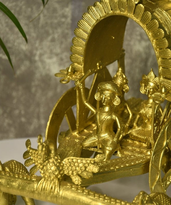 Large Dhokra Craft - Cow Cart Brass Decor — image 2