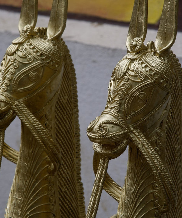 Dhokra Horses: Majestic Pair Tabletop Decor — main view