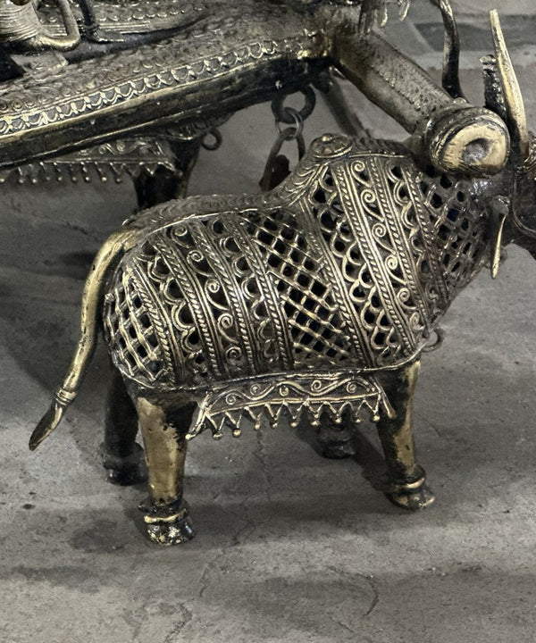Premium Brass Dhokra Cow Cart Home Decor — image 5