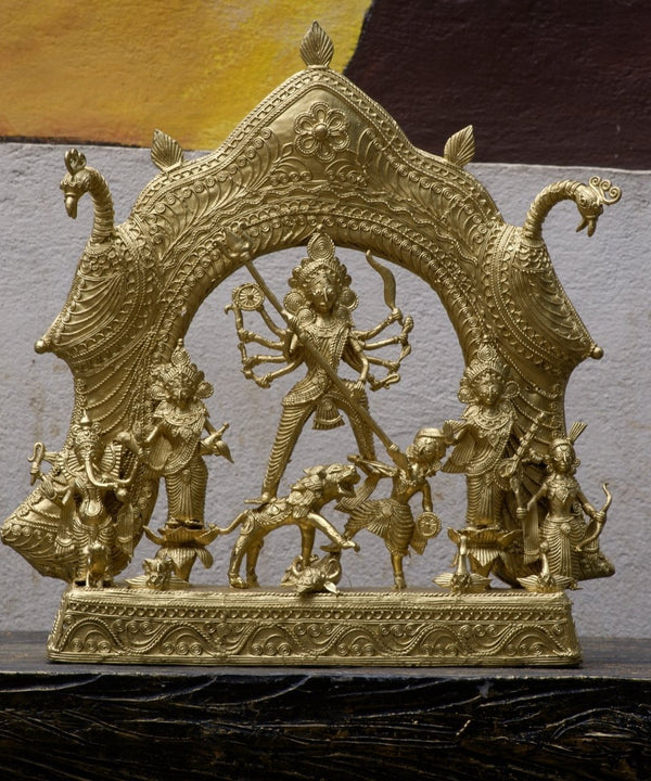 Premium Dhokra Durga Sculpture Artisan Brass Home Decor — main view