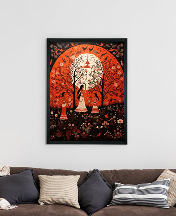 Find Your Sisterhood: Sowpeace Handcrafted Abstract Canvas – Premium Indian-Inspired Art for Elegant Home Decor — alternate view