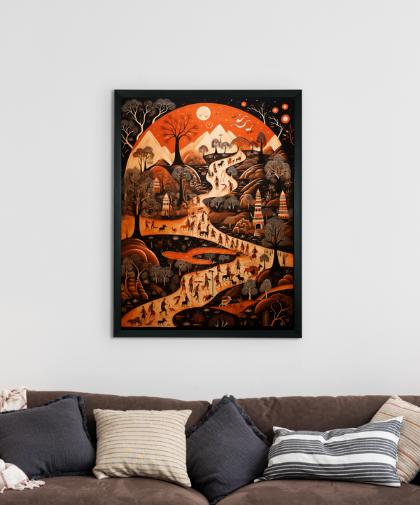 Sowpeace Sunsets: Handcrafted Peaceful Mountain Wall Art – Premium Indian-Inspired Canvas Print for Elegant Home Interiors — image 2