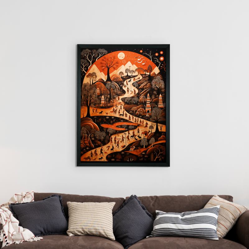 Sowpeace Sunsets: Handcrafted Peaceful Mountain Wall Art – Premium Indian-Inspired Canvas Print for Elegant Home Interiors – view 2