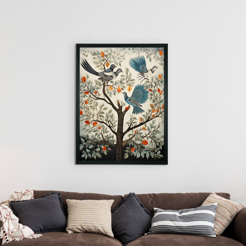 Four Feather Fantasies: Sowpeace Handcrafted Canvas Prints – Premium Indian-Inspired Art for Elegant and Artistic Interiors – view 2