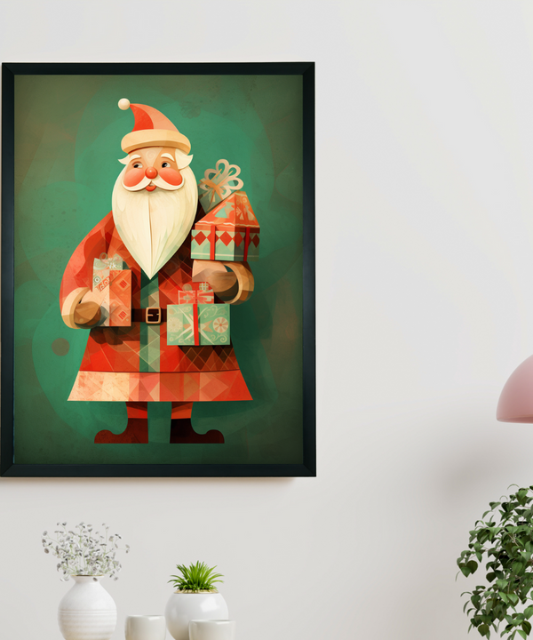 Sowpeace Santa: Premium Ho-Ho-Holiday Bliss Canvas – Handcrafted Indian-Inspired Wall Art for Festive Home Decoration — image 2