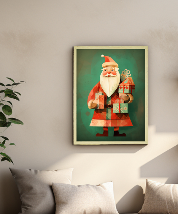 Sowpeace Santa: Premium Ho-Ho-Holiday Bliss Canvas – Handcrafted Indian-Inspired Wall Art for Festive Home Decoration — image 4