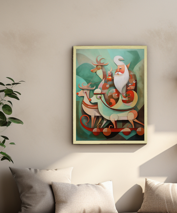 Reindeer Flight: Premium Abstract Wall Art by Sowpeace – Handcrafted Indian-Inspired Canvas for Festive and Elegant Home Interiors — image 4