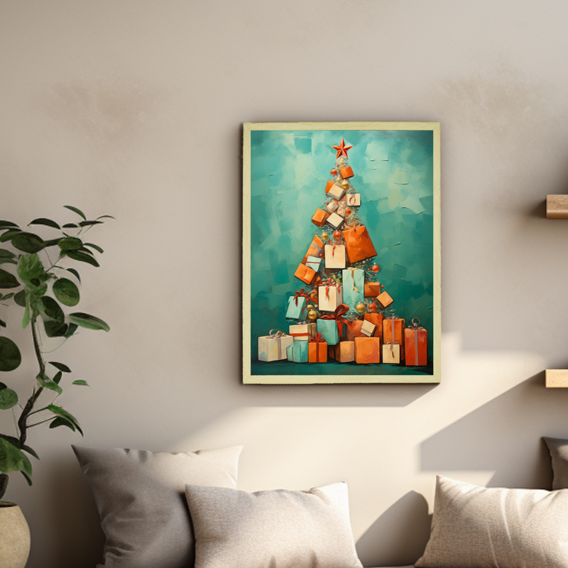 Merry & Bright: Premium Sowpeace Xmas Canvas Wall Prints – Handcrafted Indian-Inspired Art for Elegant Festive Decor – view 4