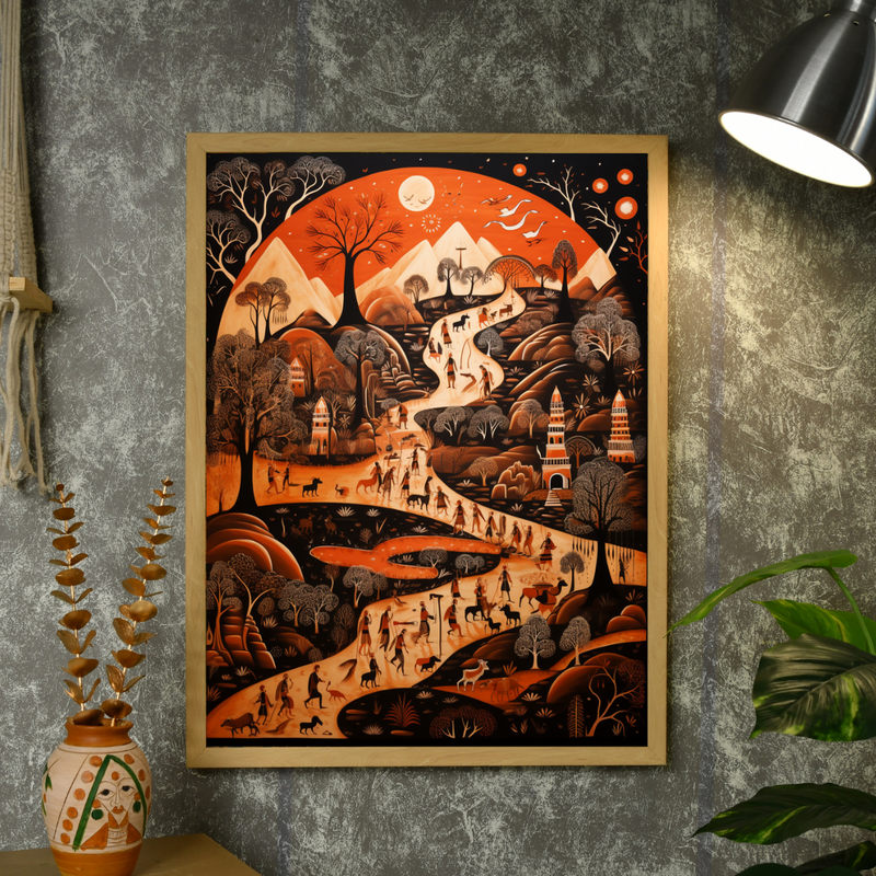 Sowpeace Sunsets: Handcrafted Peaceful Mountain Wall Art – Premium Indian-Inspired Canvas Print for Elegant Home Interiors – view 4