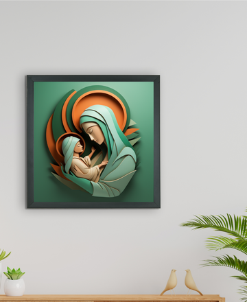 Sacred Bond: Sowpeace's Handcrafted Mother & Child Canvas – Premium Indian-Inspired Art for Elegant Home and Family Decor — alternate view