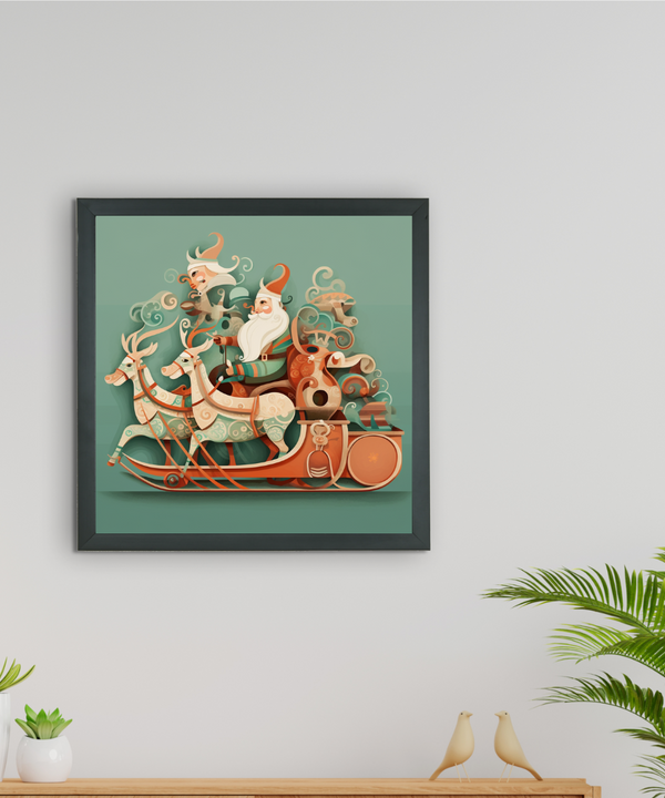 Sowpeace: Santa & Reindeer – Premium Wall Art Wonderland – Handcrafted Indian-Inspired Prints for Stylish Holiday Decor — image 2