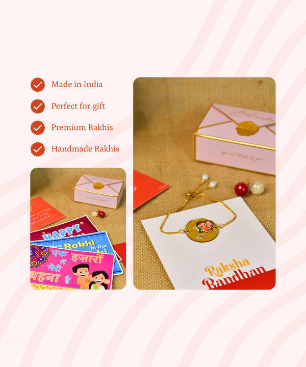 Sowpeace Exquisite Bhai Behen Rakhi Pack of 1 with Roli Chawal and Greeting card combo for Raksha Bandhan and Gifting — image 2