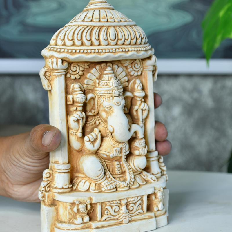 Sowpeace White Ganesh Terracotta Tabletop Art Decor – view 2