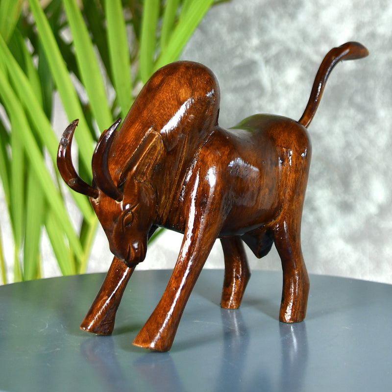 Sowpeace Handcarved wooden large bull: Artisan Home Decor – view 2