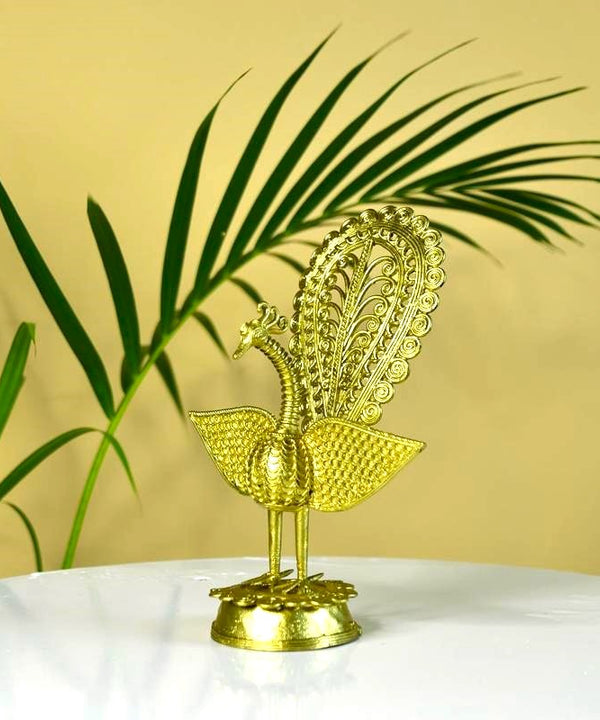 Dhokra Peacock: Artisan Brass Tabletop Elegance — image 2