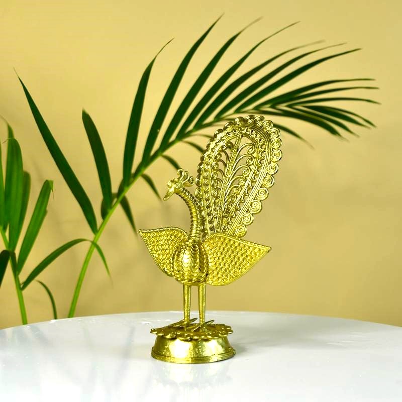 Dhokra Peacock: Artisan Brass Tabletop Elegance – view 2